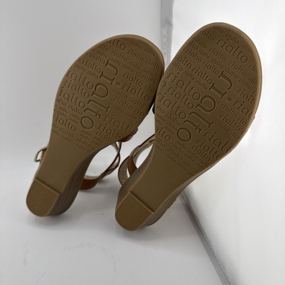 RIALTO Gracia Cognac Zippered Smooth Gladiator Style Sandals Size 6.5M NIB - Picture 8 of 10